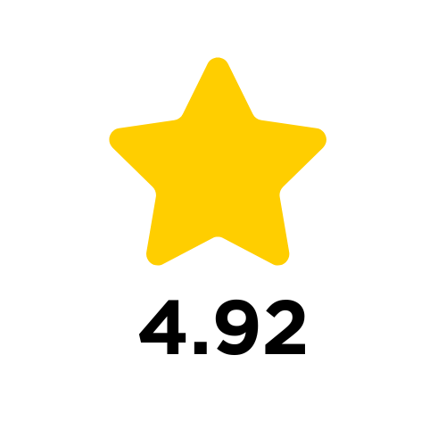 A yellow star is above the number 4.88 on a white background.