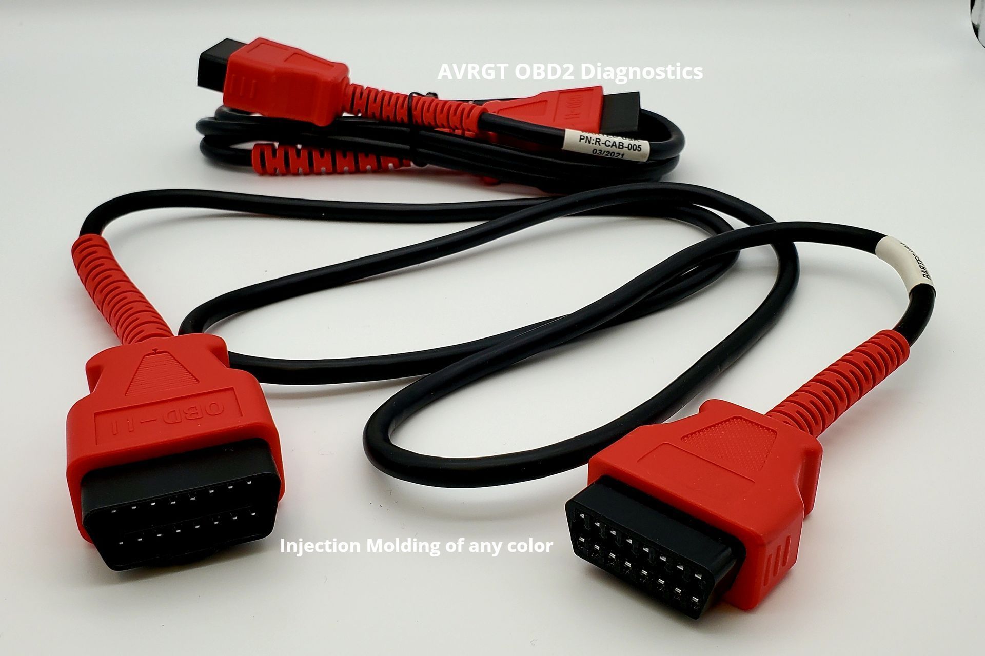 A pair of red and black cables with the word avkot on the bottom