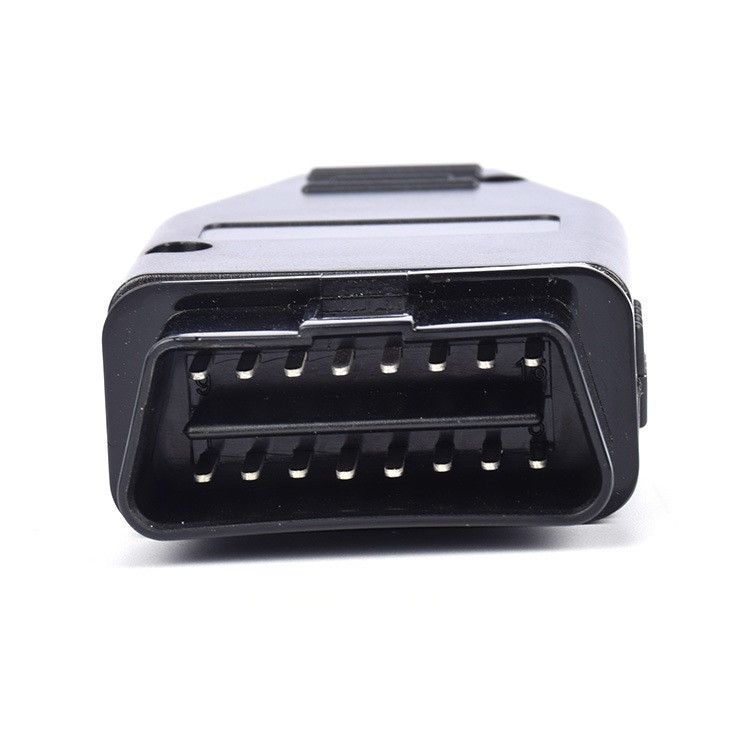 A close up of an oem connector on a white background