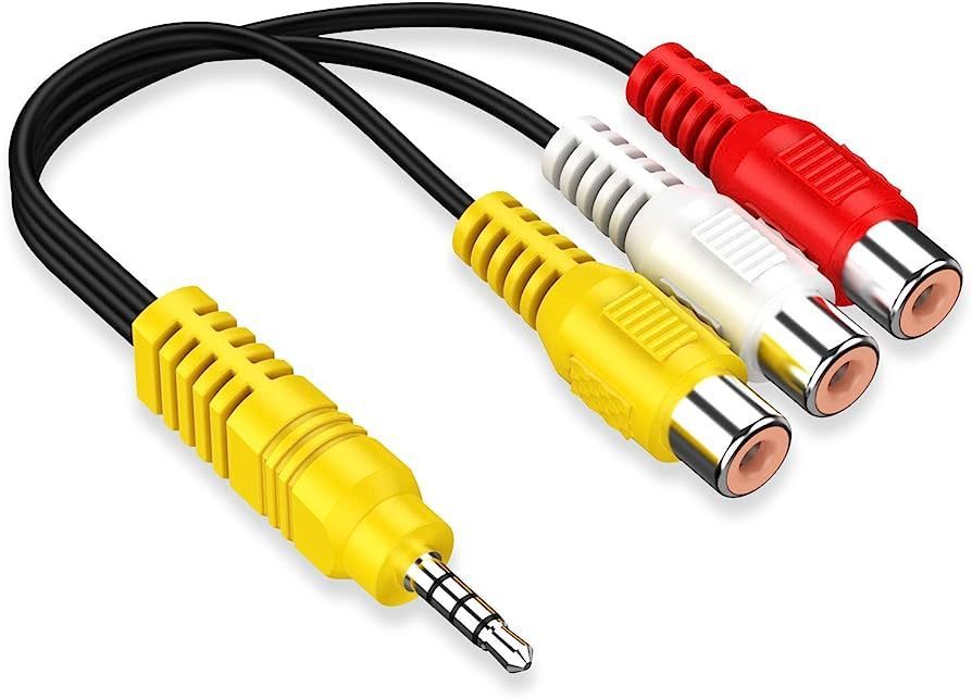 A yellow and red cable with three rca connectors