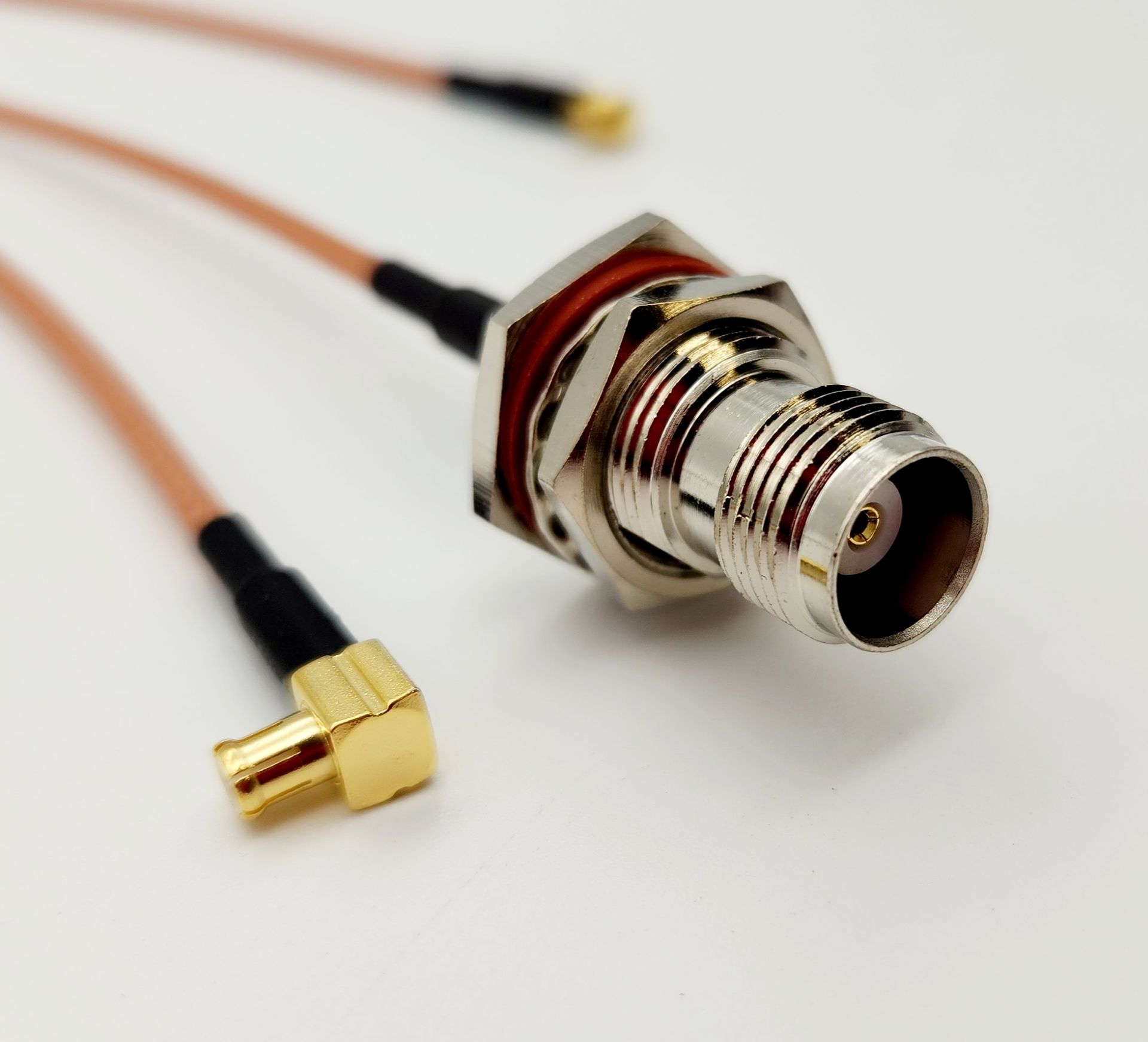 A close up of a female connector on a cable