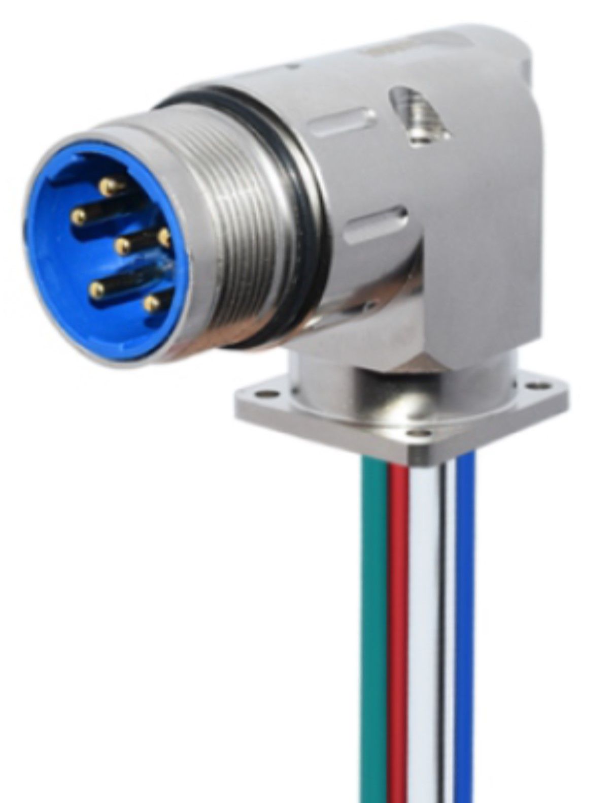 A close up of a connector with wires attached to it