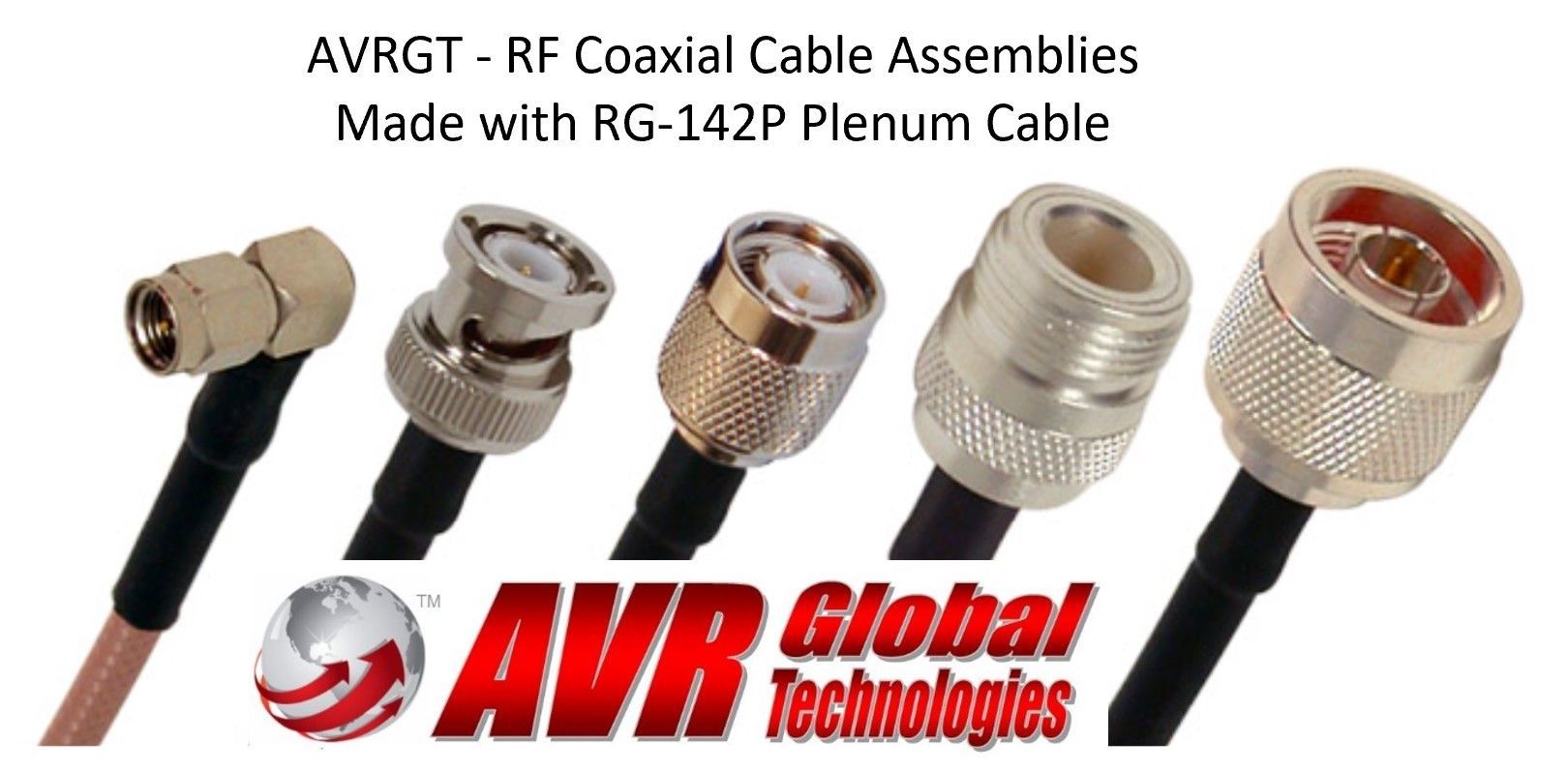 A variety of rf coaxial cable assemblies made with rg-142p plenum cable