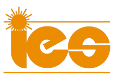 Orange ICE logo with a sunburst over the I and horizontal lines above and below