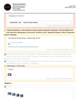 Scott’s Associates portal page with a warning banner and check-in sections on a white background