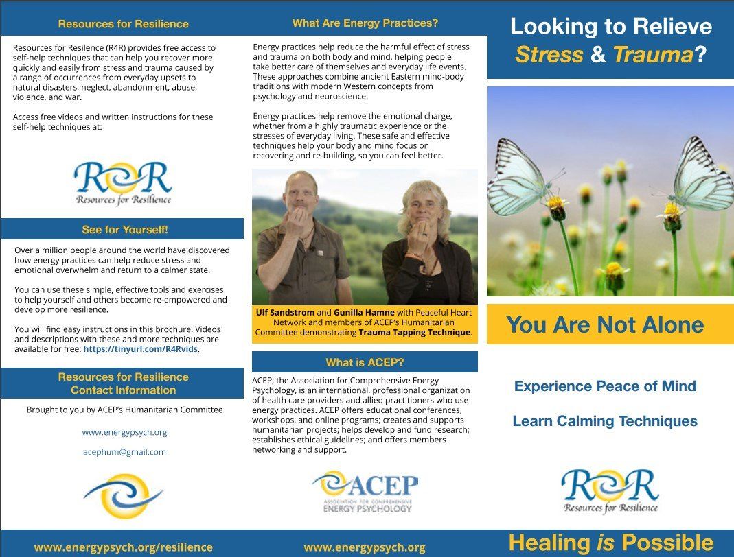 A brochure that says looking to relieve stress and trauma