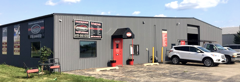 The exterior of Integrity Auto Care, an auto shop in Belvidere, IL.
