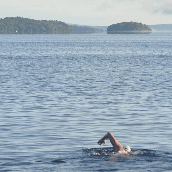 View of the lake and Island in Island Pond Vermont