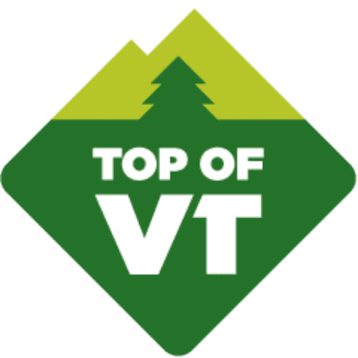 Green and yellow Vermont logo with mountains and tree above