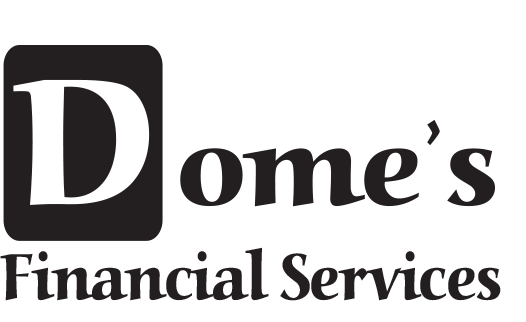 A black and white logo for dome 's financial services
