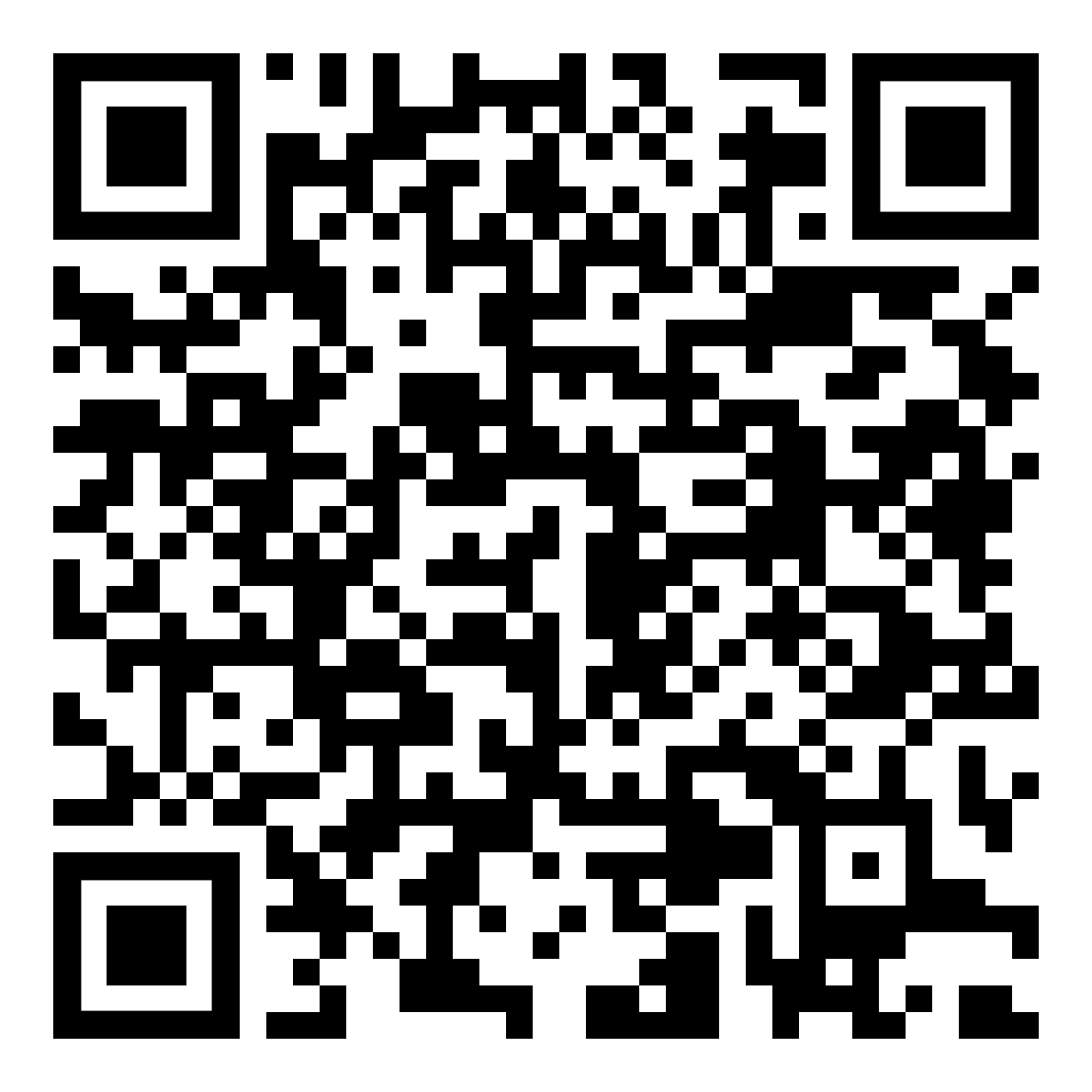 Black-and-white QR code on a white background
