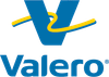 Valero logo with a blue βVβ and yellow swoosh above the word βValeroβ