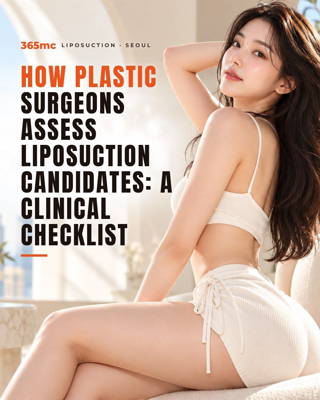 Surgeon using a clinical checklist to assess a liposuction candidate at 365mc Seoul