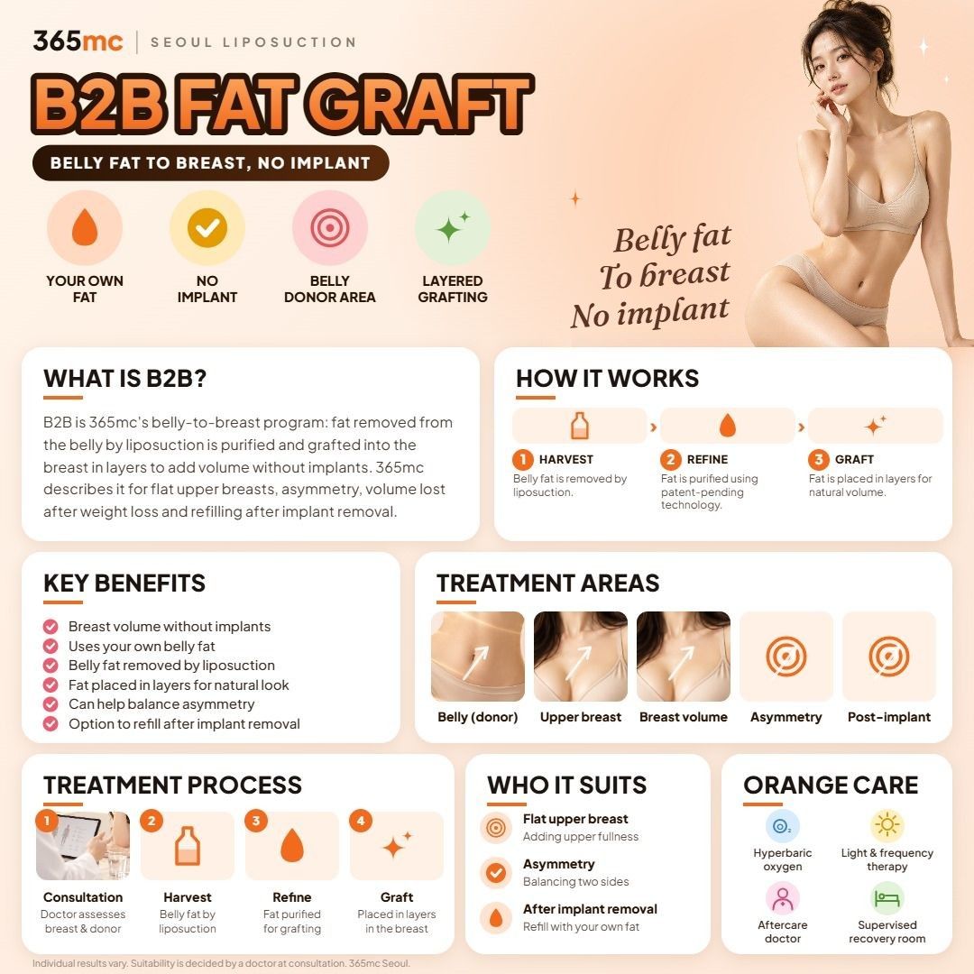 B2B Breast Fat Grafting infographic - 365mc Seoul