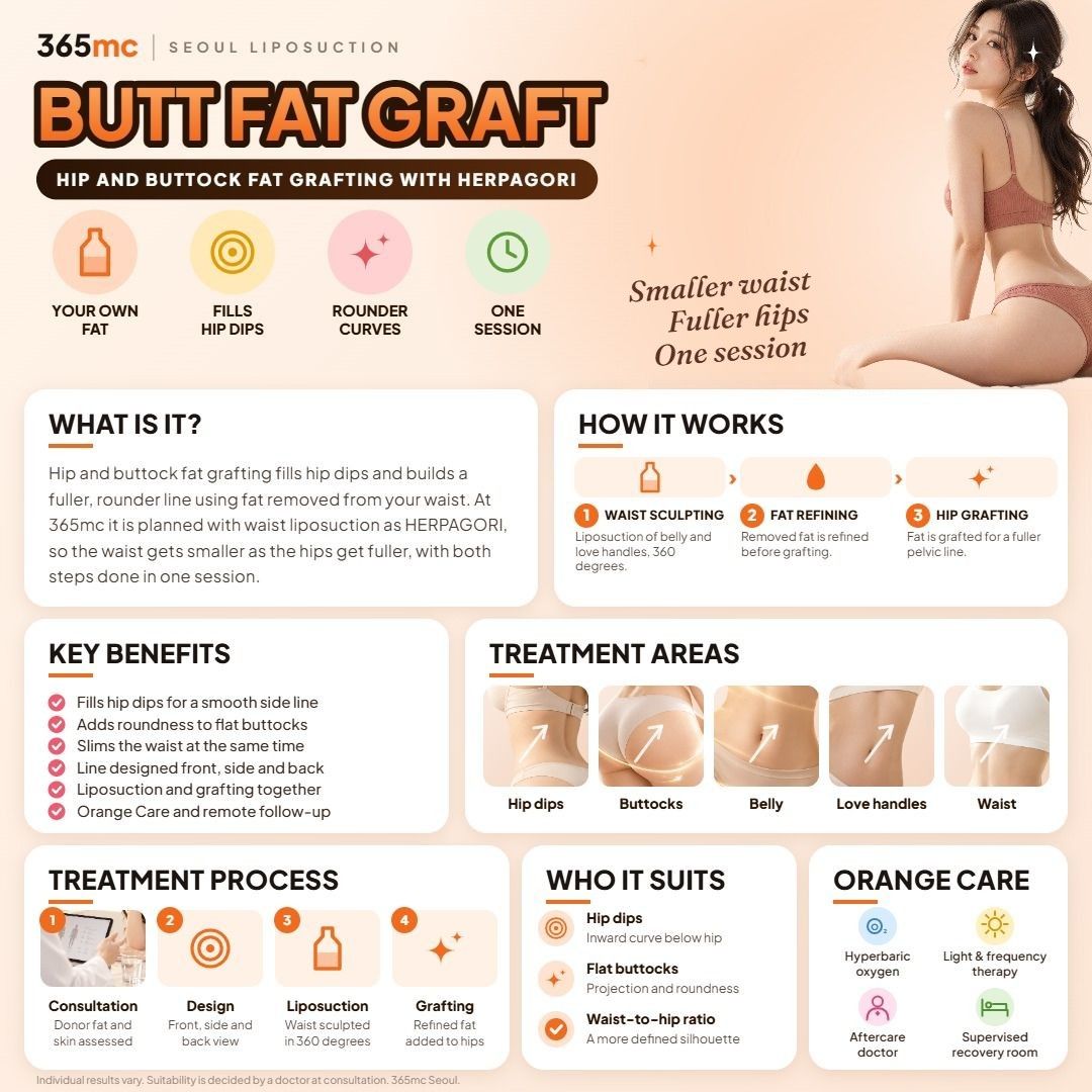 Fat Transfer to Butt infographic - 365mc Seoul