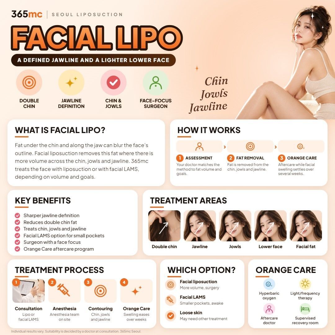 Facial Liposuction infographic - 365mc Seoul