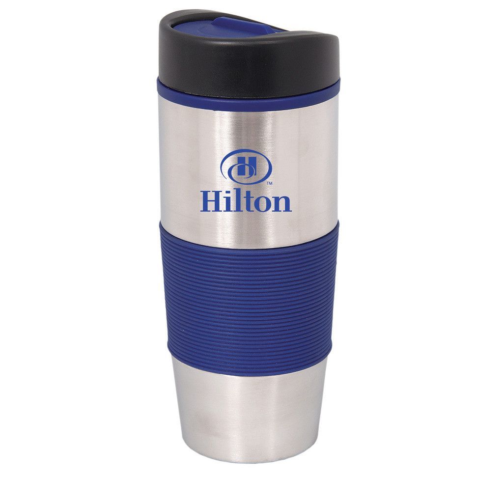 branded hot drink tumbler with push close top