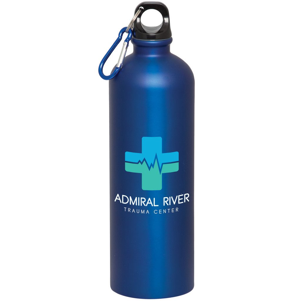 large blue water bottle with screw off cap