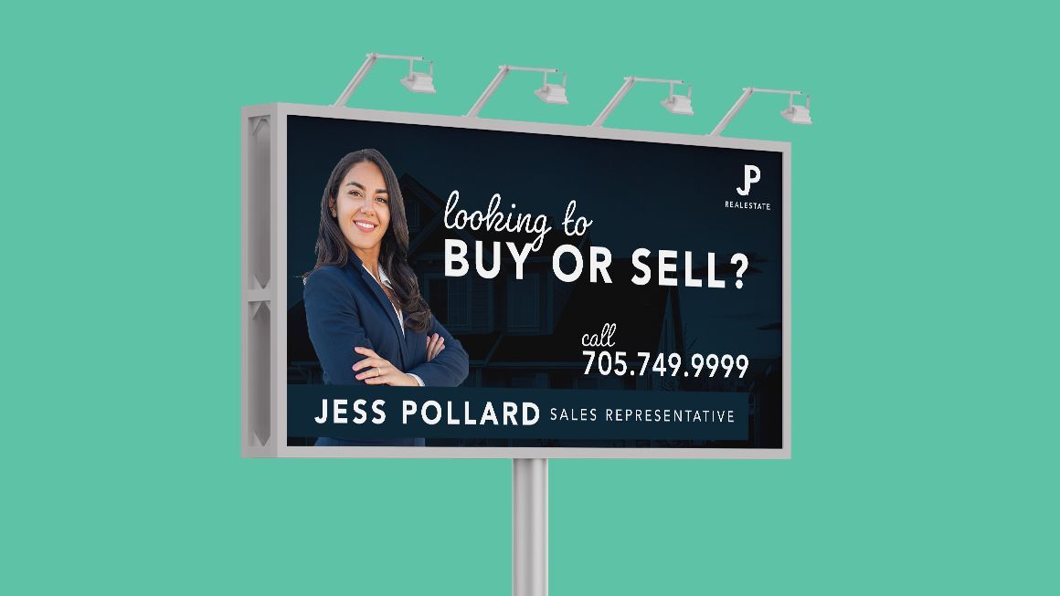 A billboard with a woman on it that says