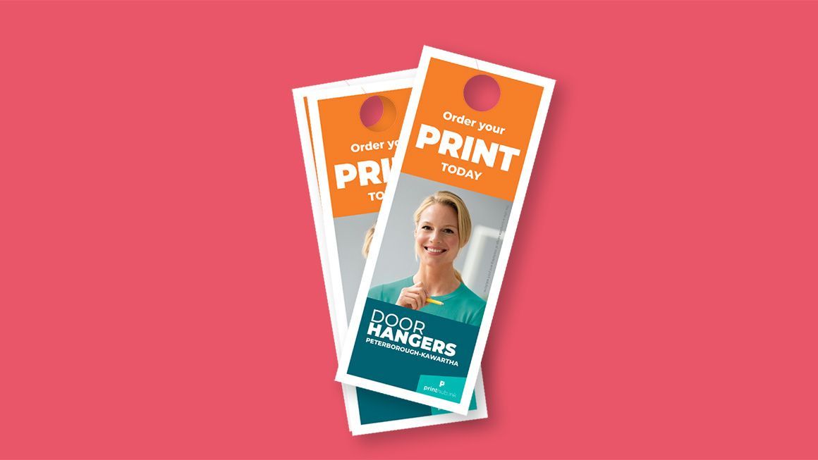 sample door hanger with images and text
