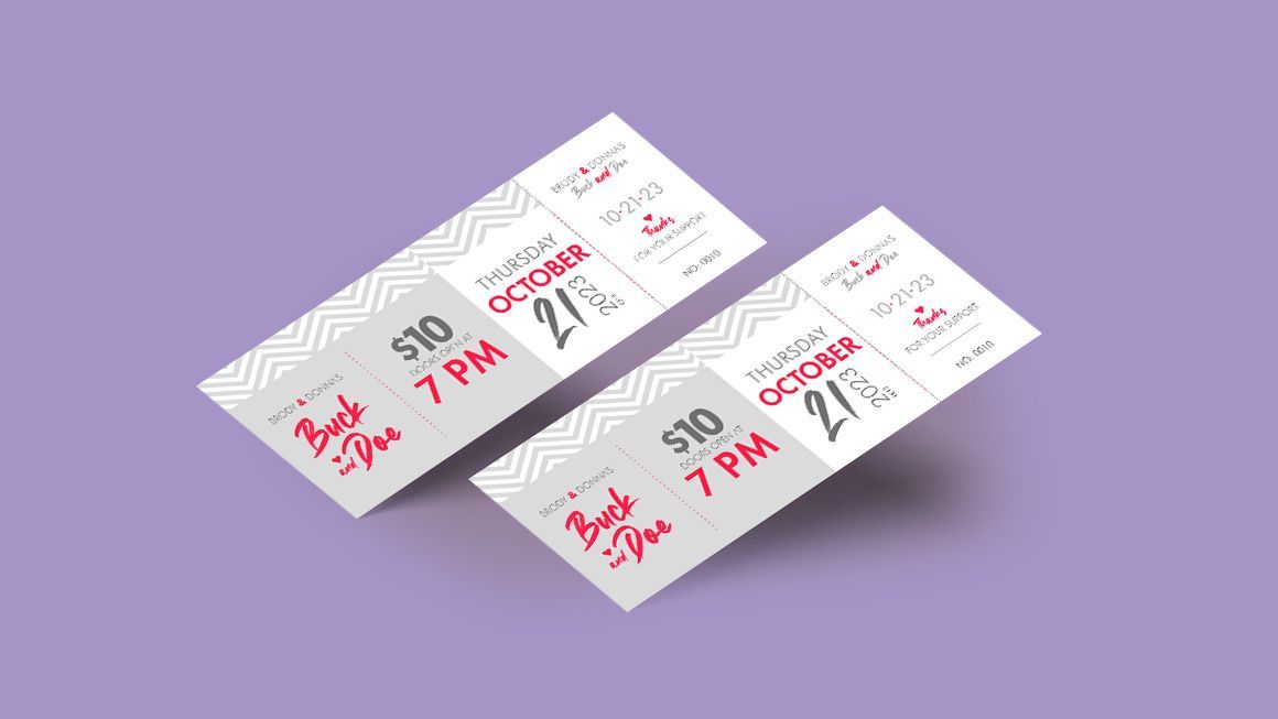 even tickets printed with details and graphics