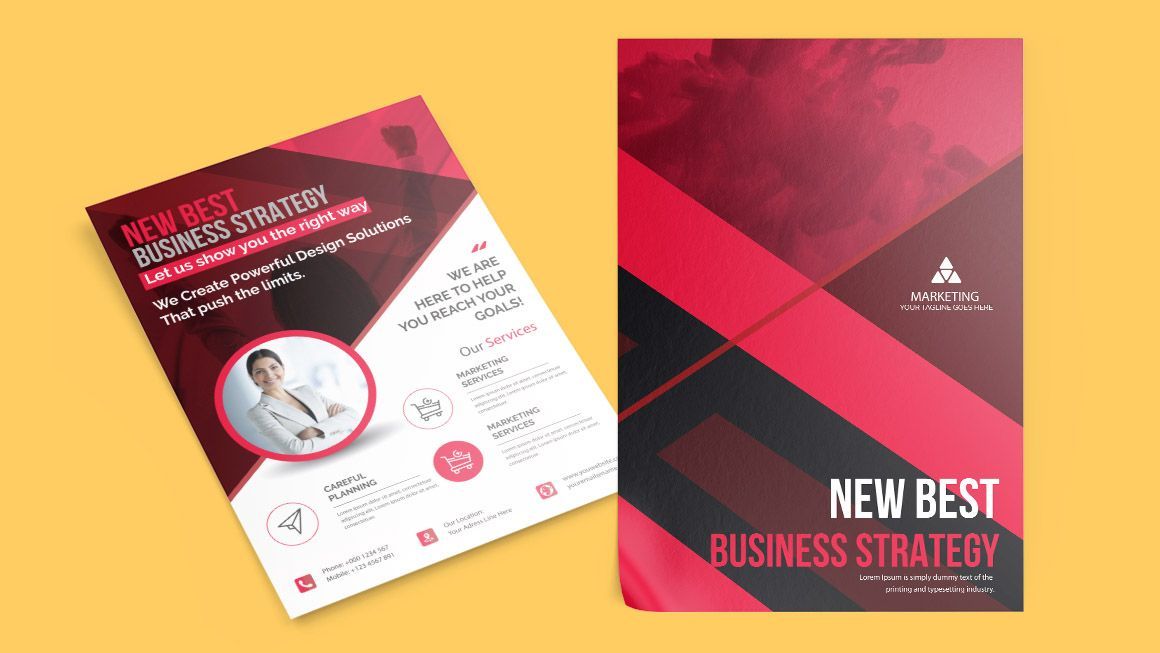 A flyer with a picture of a man and the words `` new best business strategy '' on it.