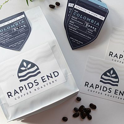 A bag of rapids end coffee roastery coffee beans