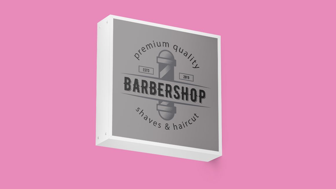backlit barber shop box sign