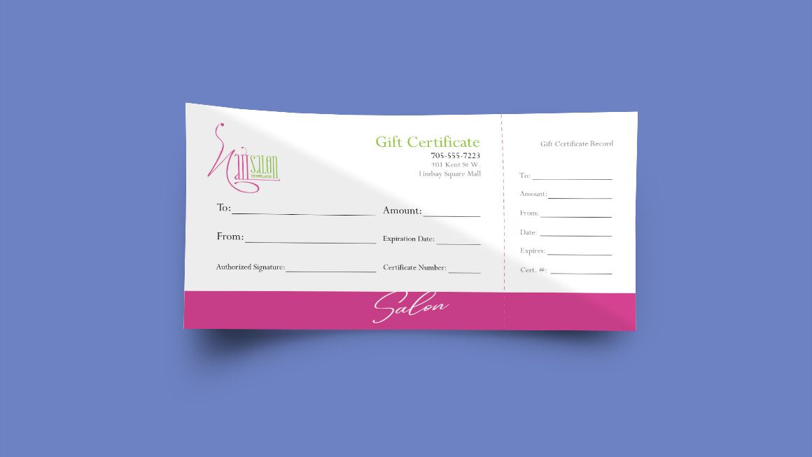 perforated rectangle ticket with pink and grey text