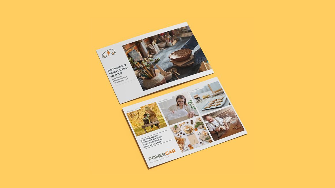 front and back of postcard with custom images and text