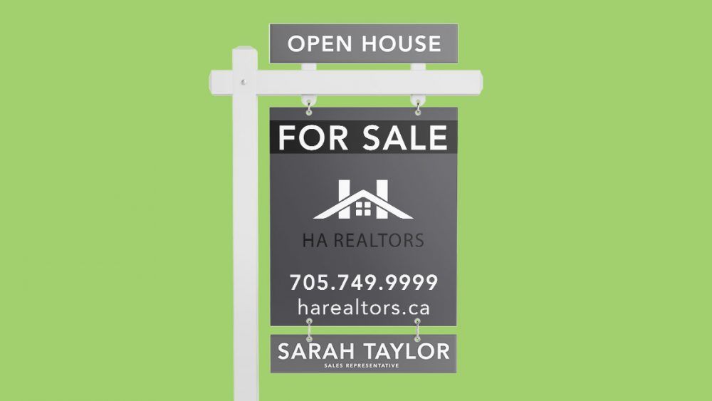 A for sale sign with the name sarah taylor on it