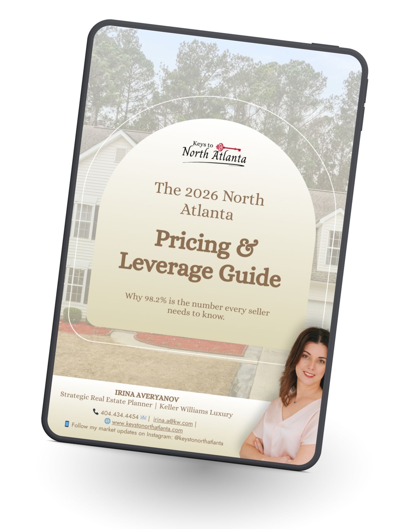 2024 North Atlanta Pricing & Leverage Guide booklet cover with gold text and smiling woman in lower right