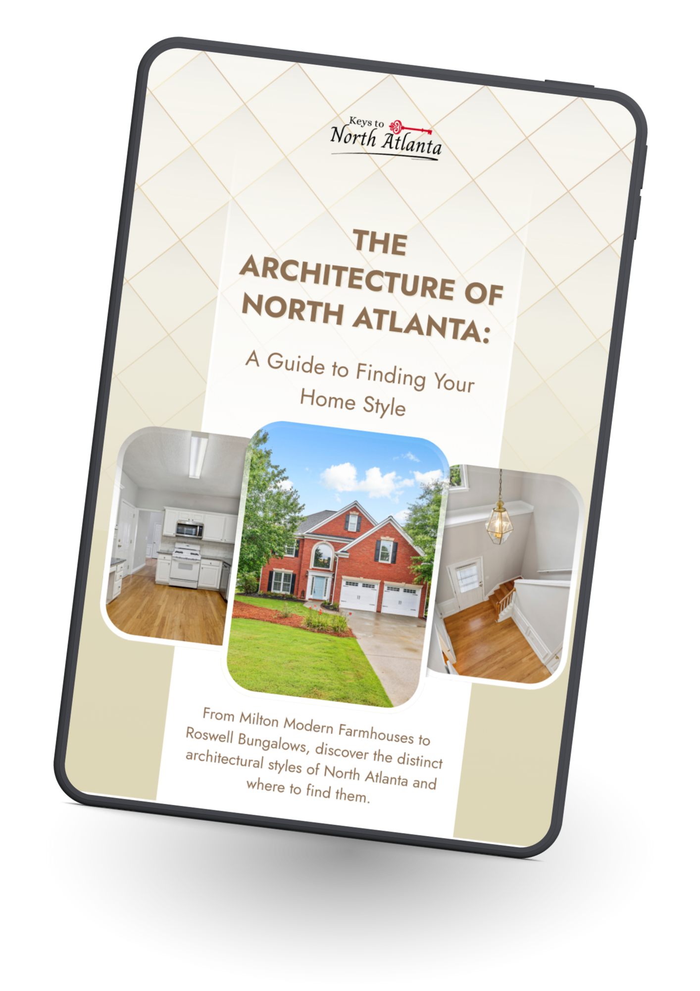 Book cover for “The Architecture of North Atlanta,” featuring a house and interior photos.