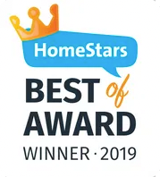 The homestars best of award winner is a speech bubble with a crown on it.