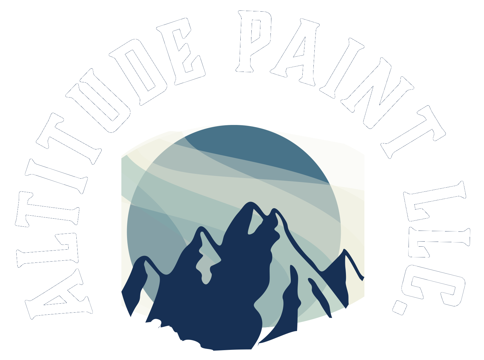 Altitude Paint LLC logo with a mountain in the middle of a circle.