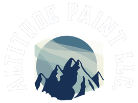 Altitude Paint LLC logo with a mountain in the middle of a circle.