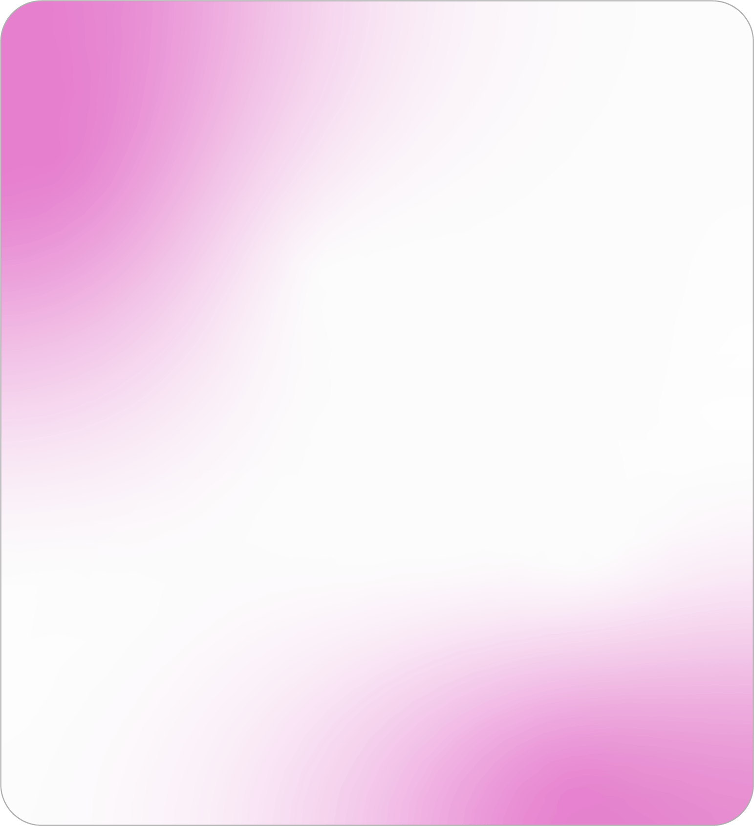 Pink and white gradient background with rounded corners.