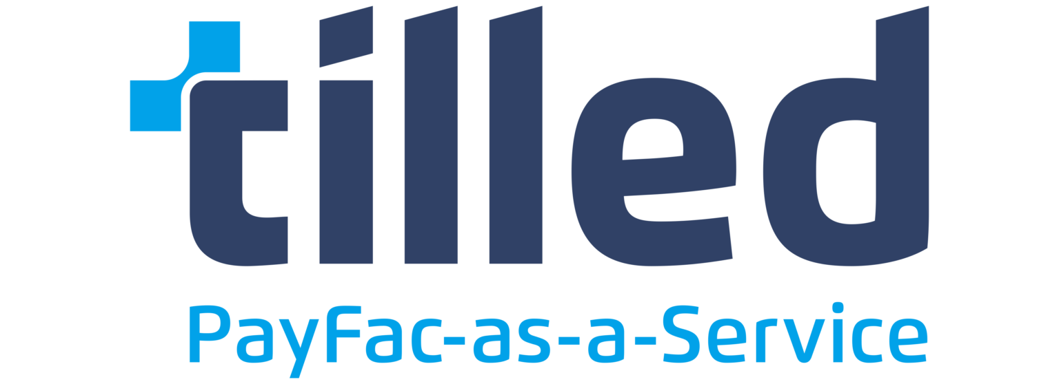 Tilled logo: dark blue text 
