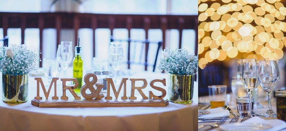 Wedding reception table setting with 