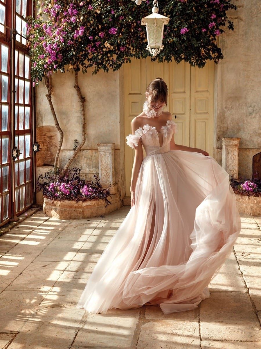 abito da sposa color cipria Latina Formia Atelier Gioia