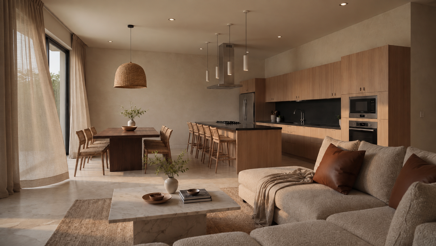 Casa Amani — interior cálido con materiales honestos