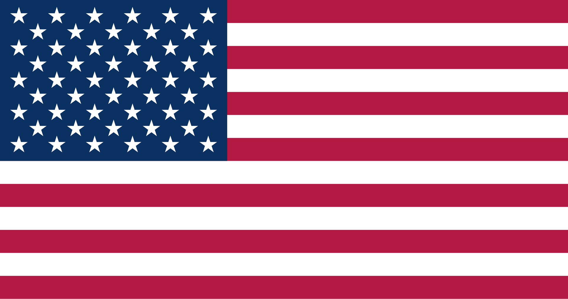 United States flag with red and white stripes and a blue field of white stars