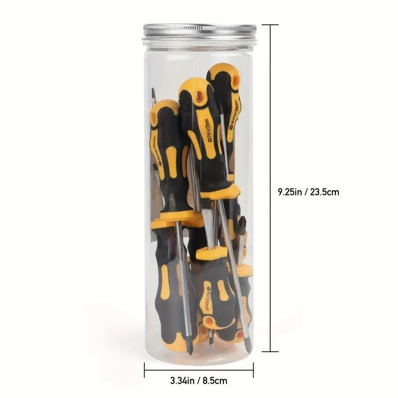 12pcs/set Of Magnetic Screwdrivers, 5 Phillips And 5 Slotted Professional Buffer