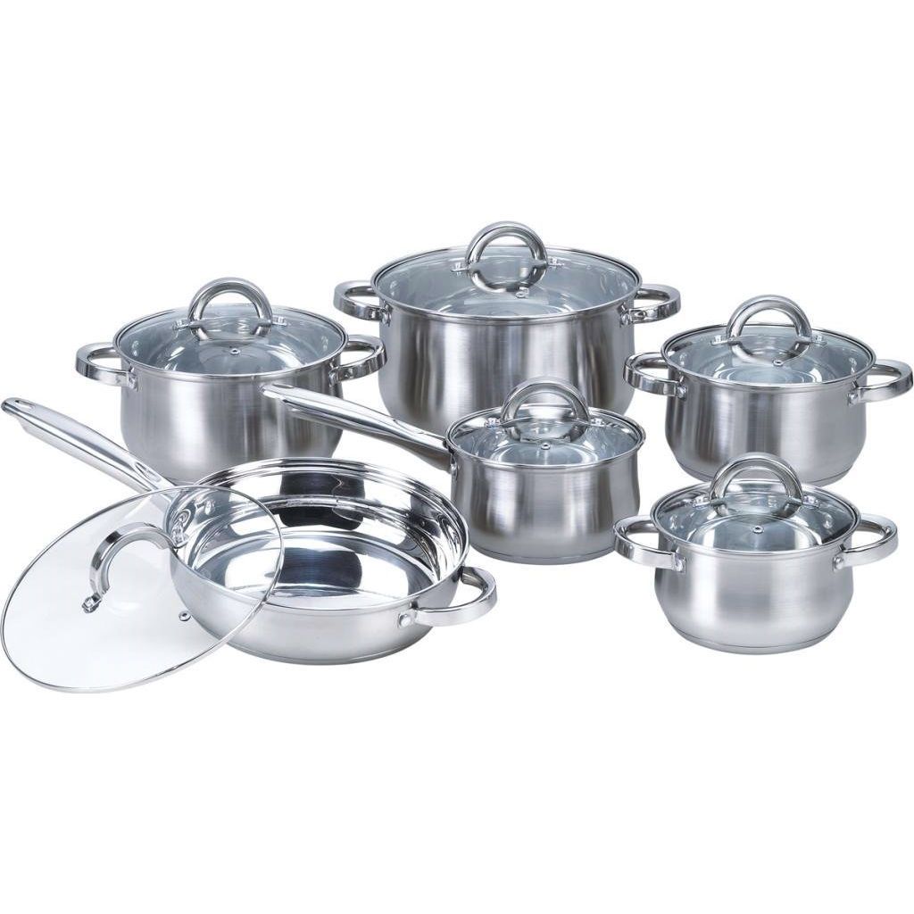12-Piece Stainless Steel Cookware Set with Casseroles Frying Pan and Saucepan - FREE SHIPPING
