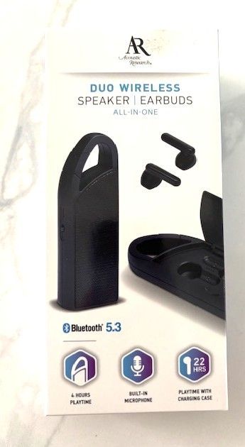 Accustic Research Duo Wireless Speaker/Earbuds Bluetooth 5.3