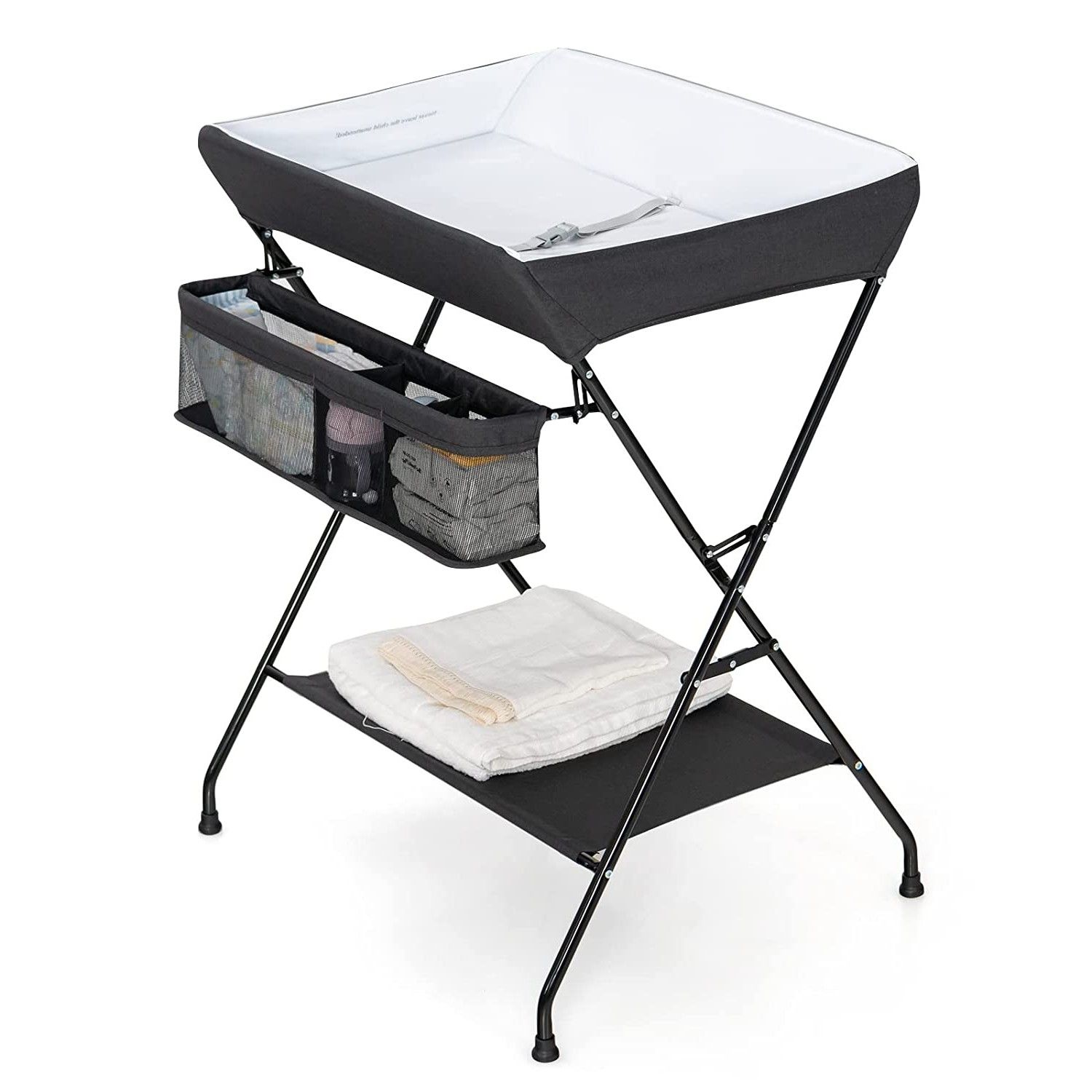 Black Folding Wide Nursery Diaper Baby Changing Table - FREE SHIPPING