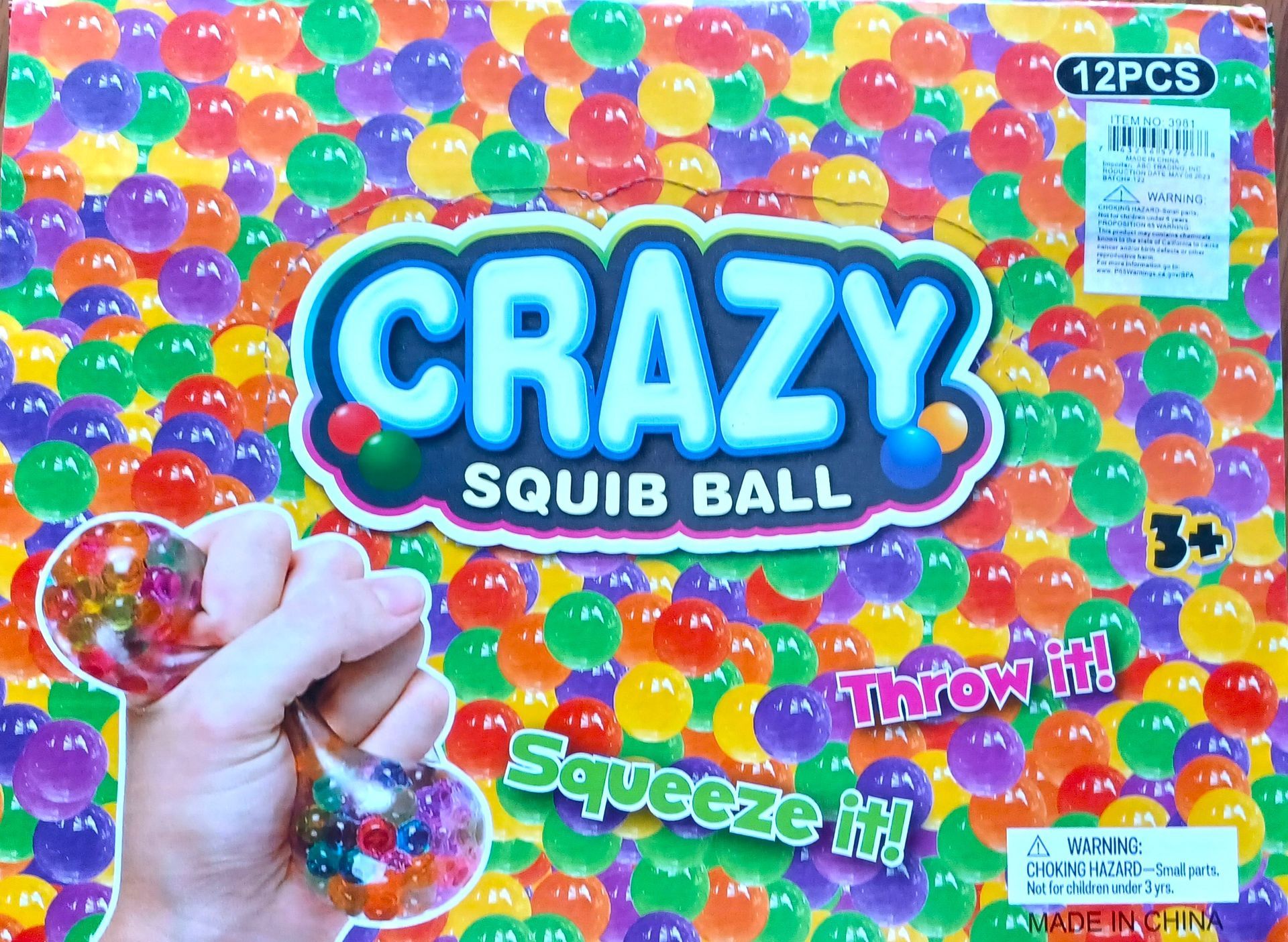 Crazy Squib Ball, 12 Balls in a Box. Each ball is for Stress Relief or just FUN. For ages 3+