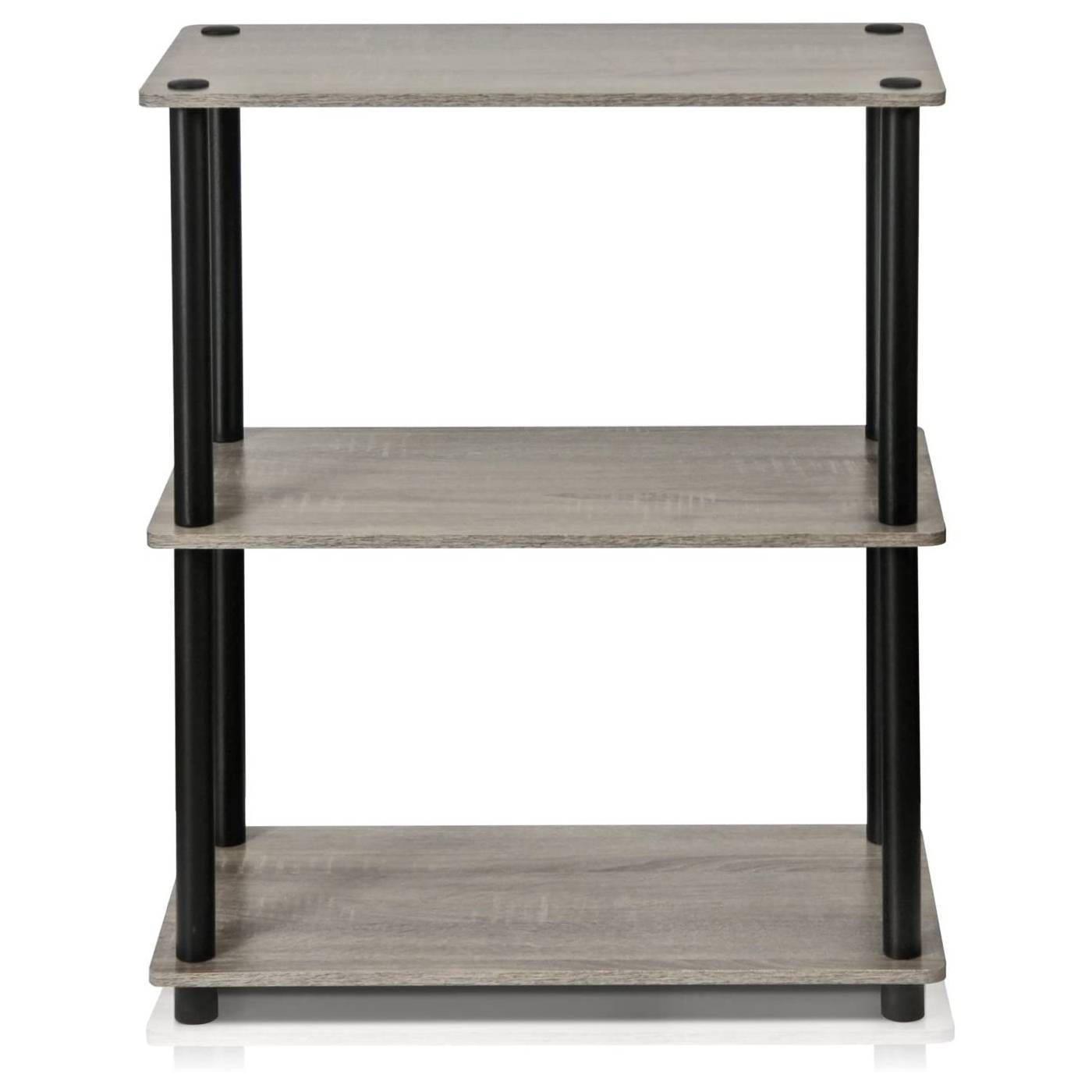 Gray Oak and Black Finish 3-Tier Bookcase - FREE SHIPPING