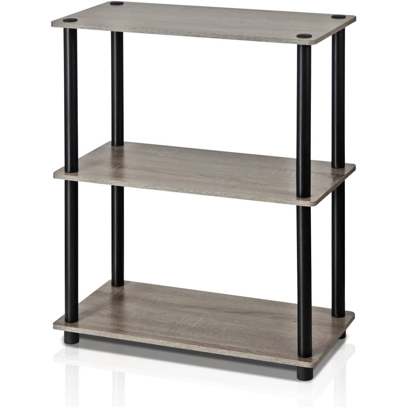 Gray Oak and Black Finish 3-Tier Bookcase  - FREE SHIPPING