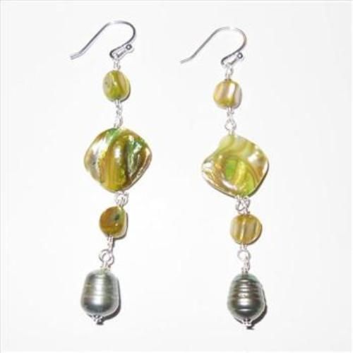 New Mother-of-Pearl and Pearl Sterling Silver Earrings